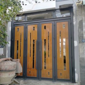 Mẫu cửa cổng sắt hộp hiện đại 4 cánh đẹp